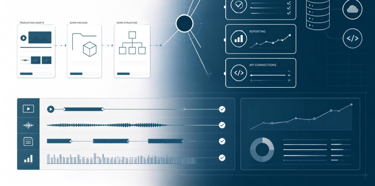 Elevata's production and reporting workflow, from source assets to learner-progress dashboards